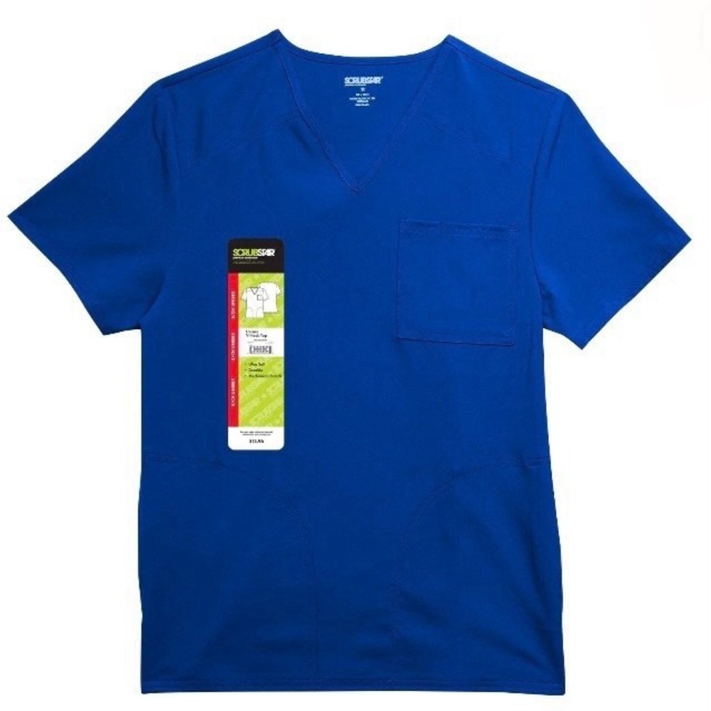Scrubstar Core Essentials Unisex V Neck Scrub Top 2XL New with Tags Blue Pockets